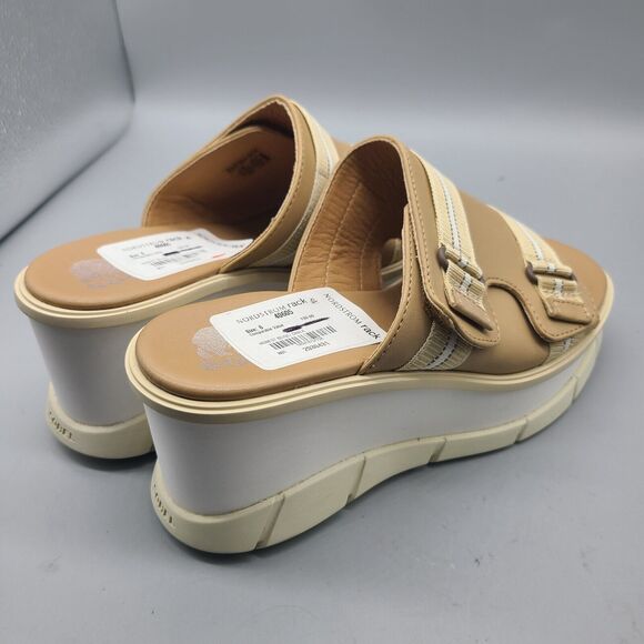 Sorel Women Sz 6/ 37 sandals Joanie III Beige Chalk Wedge Slide Leather new - Picture 4 of 7